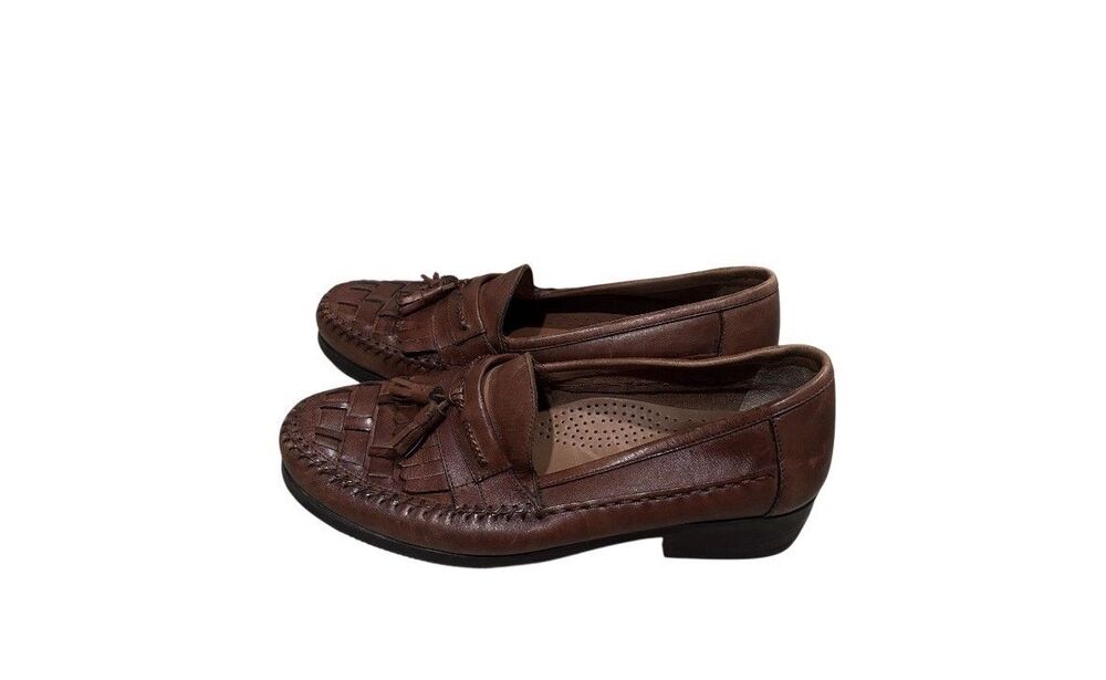 Giorgio Brutini Men's Woven Leather Tassel Loafer Dress Shoes Sz 10 Brown